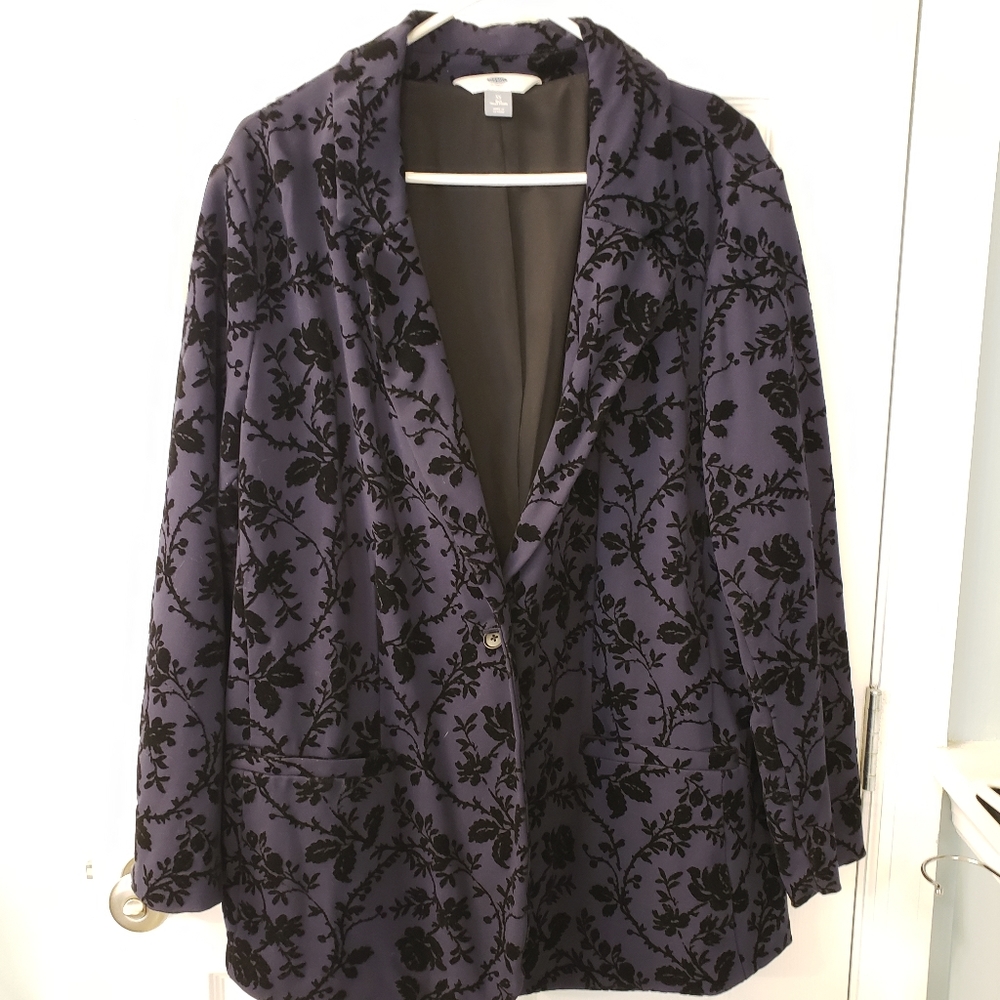 Old Navy 3X Navy Ponte Blazer with Black Flocking